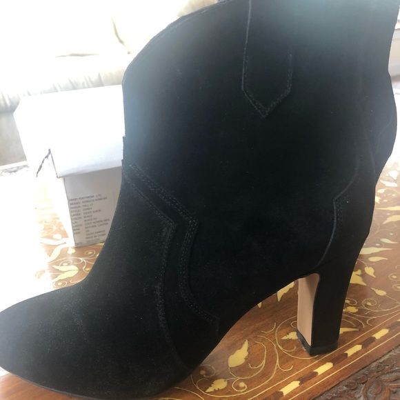 Rebecca Minkoff Black Suede Heeled Boots 7M - Picture 5 of 12